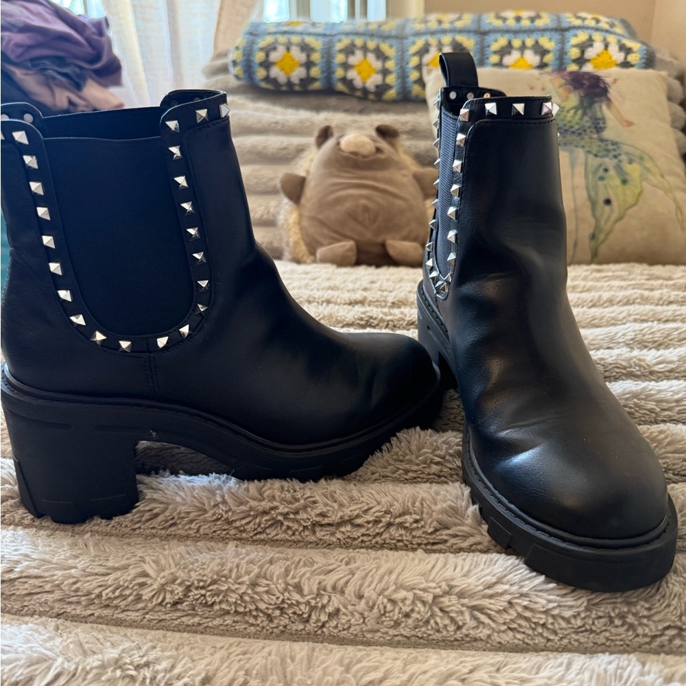 BCBG Studded Black Ankle Boots